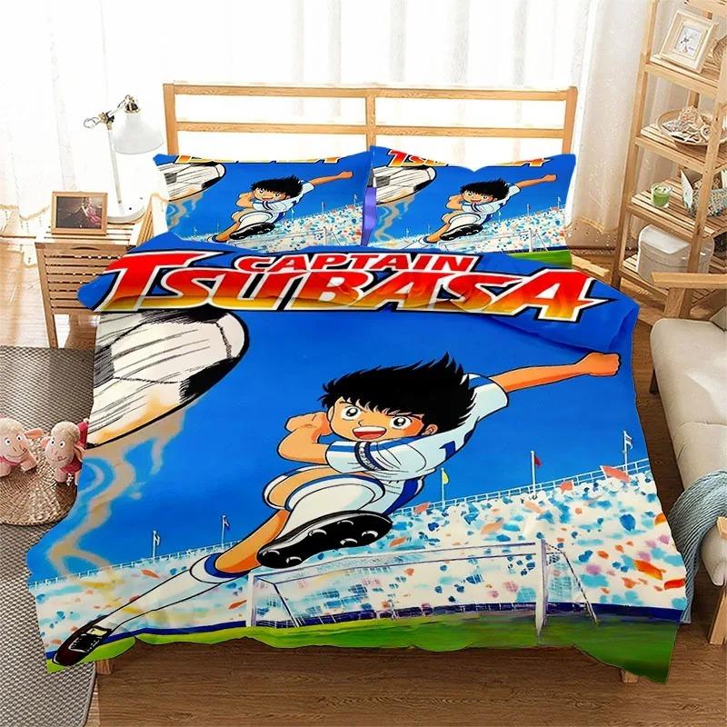 Comforter Cartoon Football Captain Tsubasa Bedding Set Adult Boys Girls Bedroom Decoration Single Double Size