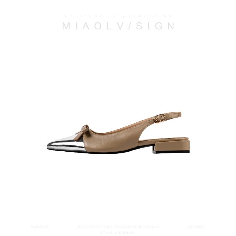 

2024 летние трендовые женские сандалии, модные сабо с острым носком и узлом-бабочкой, женские уличные модельные сандалии Size 35(foot 22.5cm) хаки