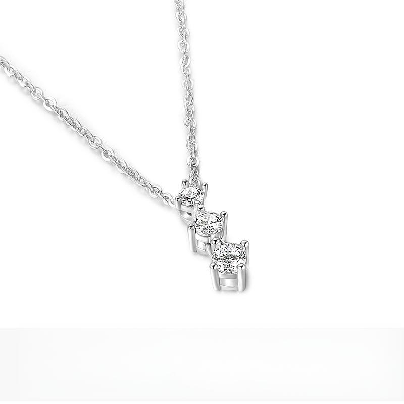 Single Zircon Necklace Geometric Round Diamond Collar Chain Temperament Simple Neck Chain Female