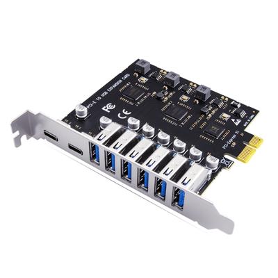 PCIE 1 auf USB 3.2 Erweiterungskarte 5 Gbit/s Gen1 8 Ports Typ C Adapter 6x Typ-A + 2x Typ-C r Konverter