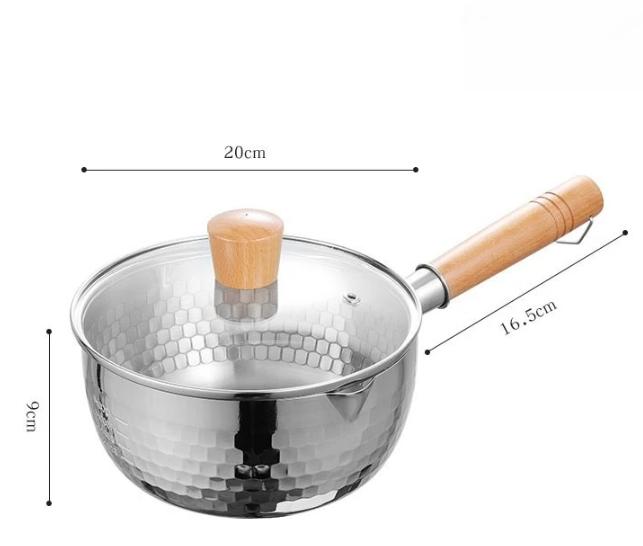 Yukihira Pan Stainless Steel Yukihira Saucepan with Lid Yukihira Pot with Hook Japanese Milk Pot Sauce Pot Cooking Pot