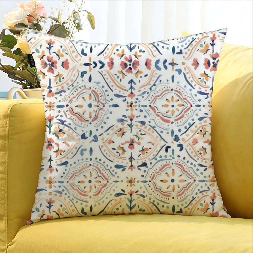 For Turkish Tile Watercolor Painting World Various Sizes Square Pillow Case For Car Home Bedchamber Decor 30x30 cm