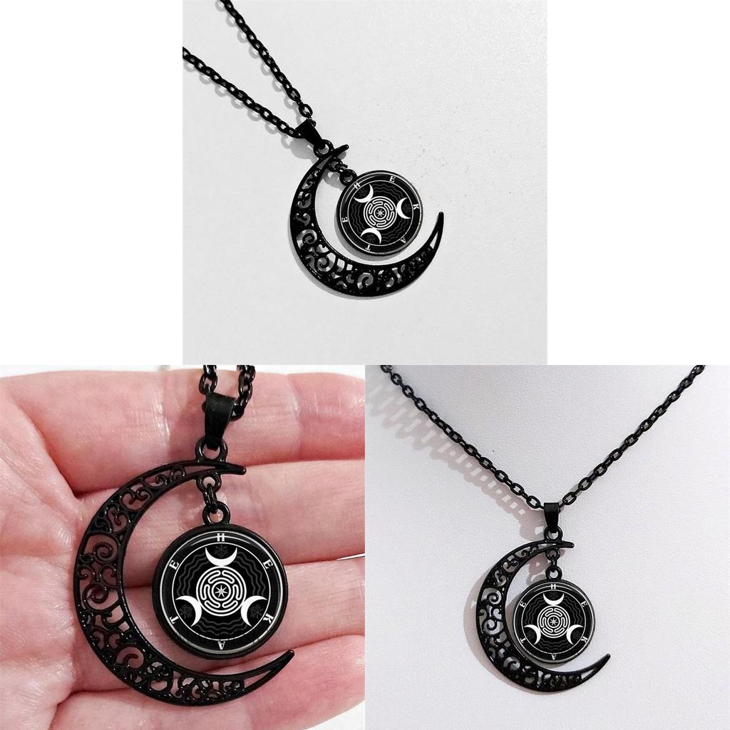 Black Moon Pendant Necklace With Alloy Material For Fashion Ol And Casual Wear