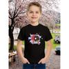 European Sizes Trendy Sports Style T-Shirt with Unique Table Tennis Racket Print, Summer Casual Top for Boys, Round-Neck Short-Sleeve Shirt