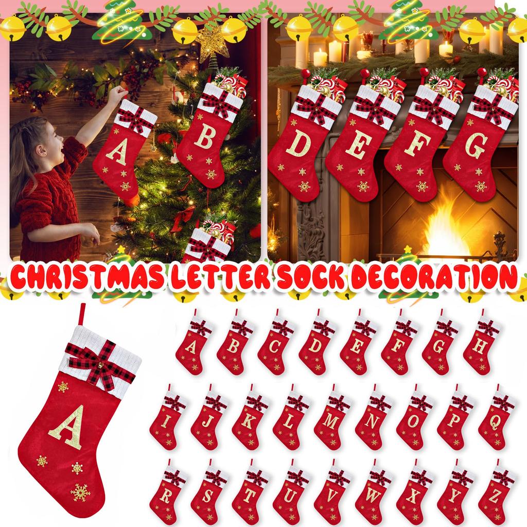 Christmas Stockings Small Embroidered Letter Knitted Xmas Hanging Stocking Decorations Christmas Party Decor