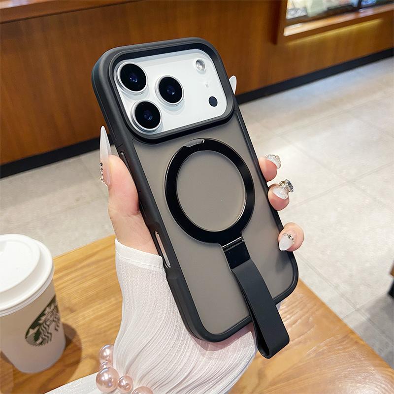 

Магнитный чехол для телефона с подставкой для IPhone 17 Air 16 14 15 13 Pro Max 12 Чехлы Защитная крышка Apple с мягким силиконовым кольцом For iPhone 15 Pro чёрный