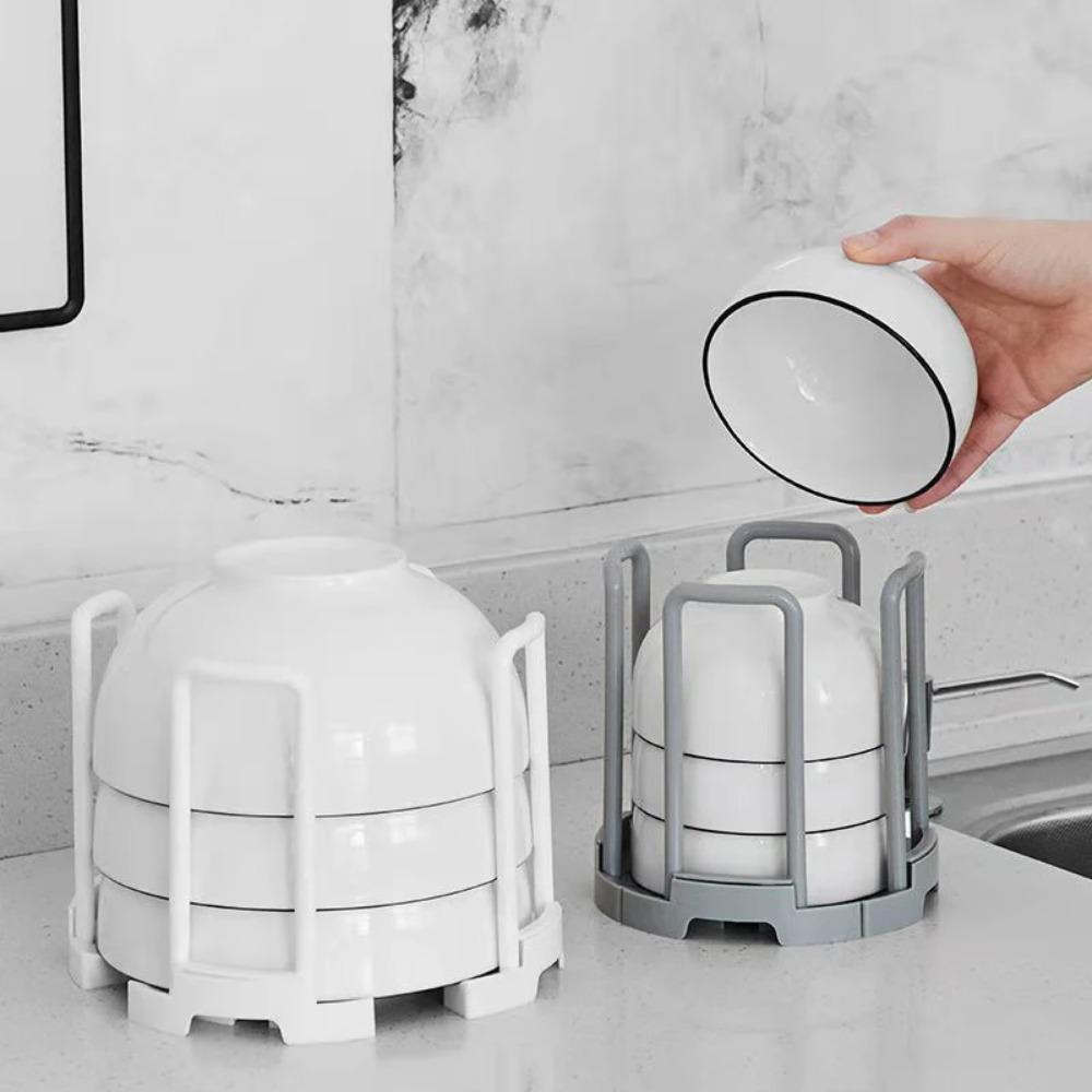 Removable Drain Cup Shelf Plastic Bowl Storage Shelves Practical Desktop Bowl Holder  Kitchen