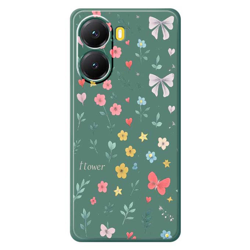 For Xiaomi Redmi Turbo 4 5G/Poco X7 Pro 5G Case Floral Bow Pattern Printing Straight Edge TPU Phone Back Cover