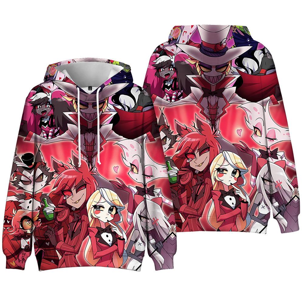 4 Colors Men Women Hazbin Hotel Hoodies Streetwear Harajuku Casual Cartoon Printed Hooded Pullover Sweatshirts