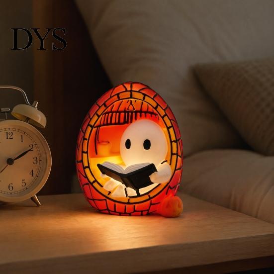 Holiday Collector Statue Halloween Reading Ghost Decorative Lamp, Cute LED Night Light, Small Retro Healing Lamp Spooky Atmosphere for Bedroom Bedside