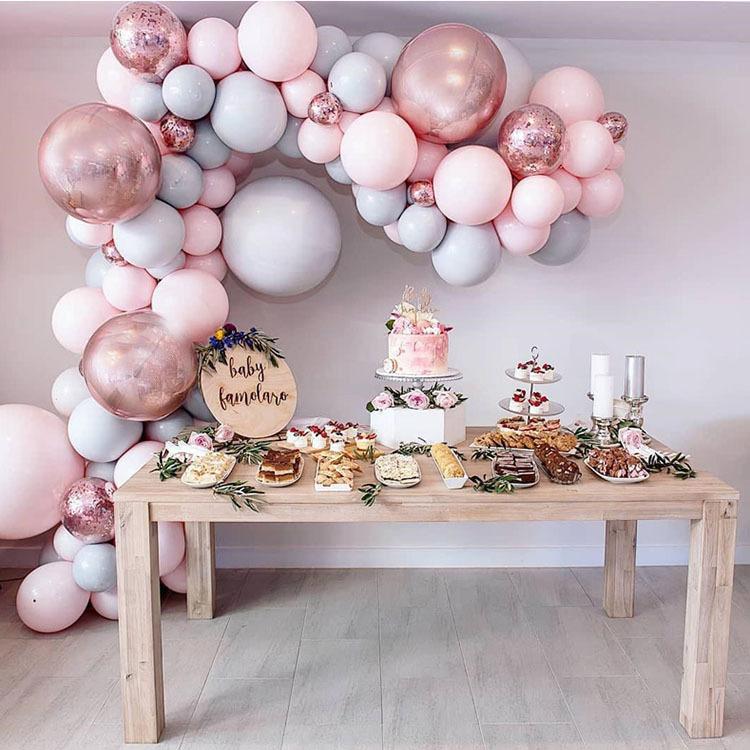 2022 Summer New Birthday Balloon Garland Kit with 2 Hand Balloons Pump pink Color Balloons Set