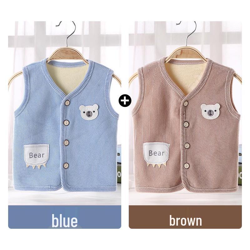 Jingqi Fleece Lined Sleeveless Vest for Boys and Girls - Warm Autumn/Winter Infant Waistcoat