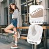 Star Women's Shoes Autumn New Women's Sports Leather White Shoes Women's Platform Casual Versatile Board Shoes Women's Tide