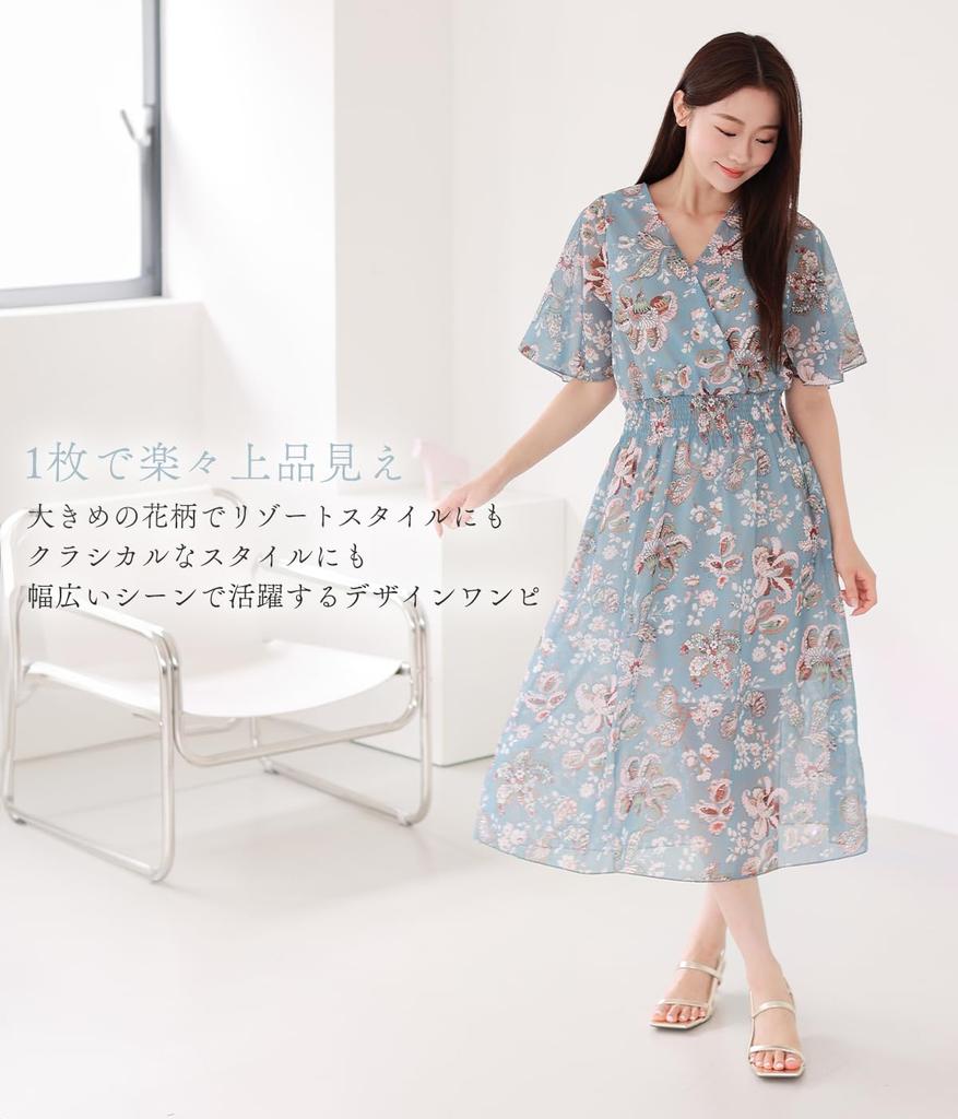 Sleeping Sheep Short Sleeve Summer Button Floral Long Plus Junior High Floral Short Sleeve Dress, Chiffon, Flared, Blue, Pattern, Knee-Length, Print,