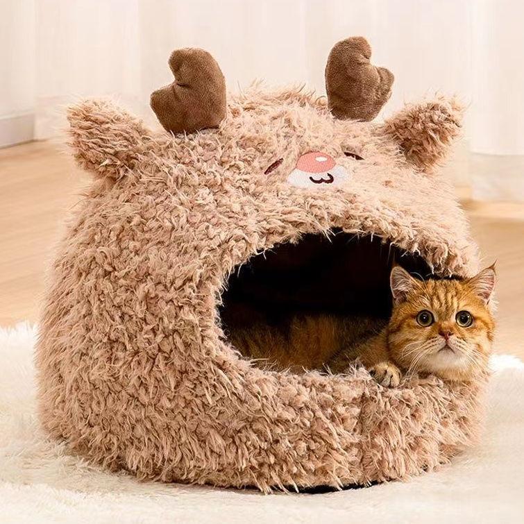 Pet Cat Nest Semi-enclosed Cat Nest Dog Nest Warm In Winter Yurt Cat Tent Nest Warm In Winter Cat Nest
