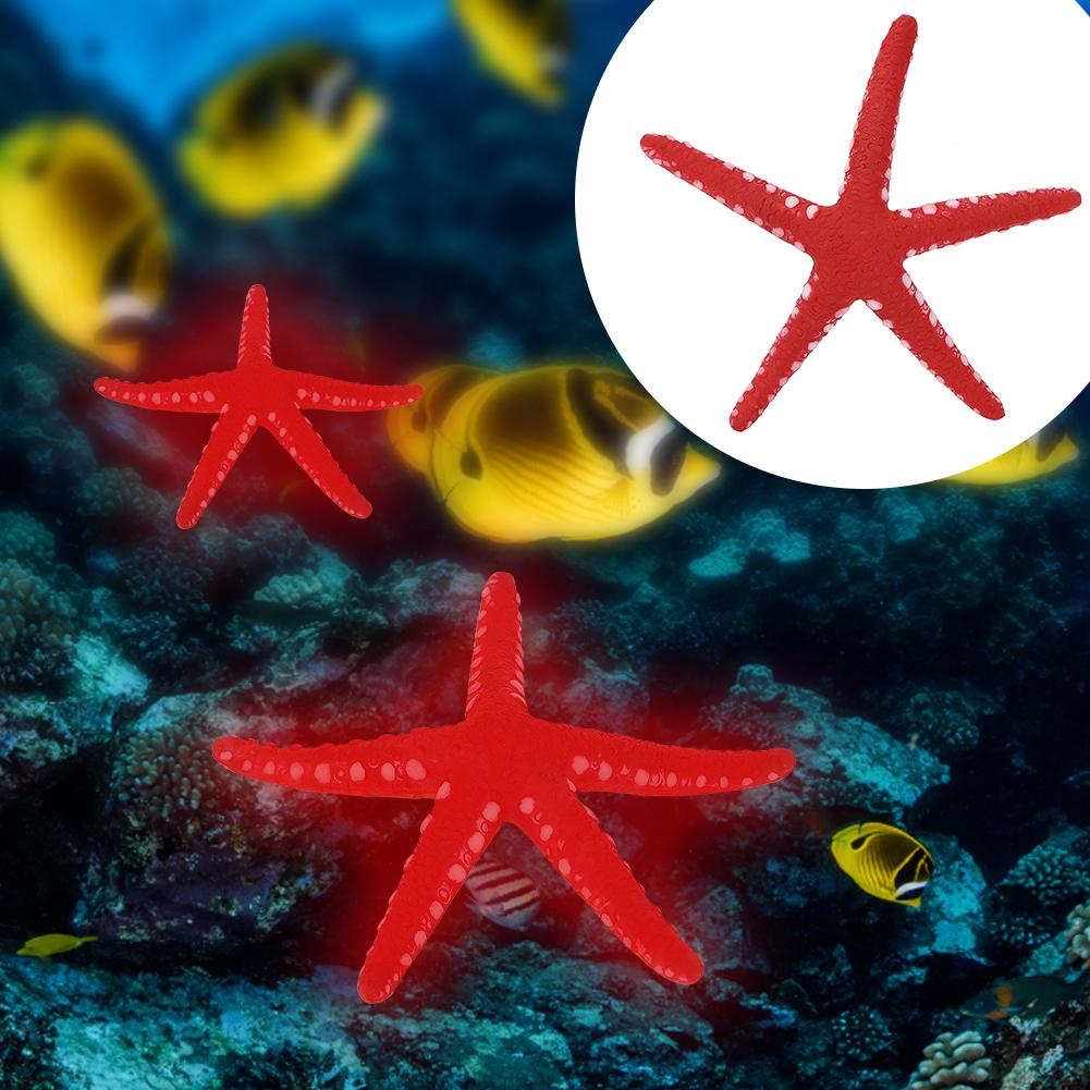 Akvarijní rybí nádrž Bezpečný plast Svítící Simulační Hvězdice Krajinná Dekoracečervená