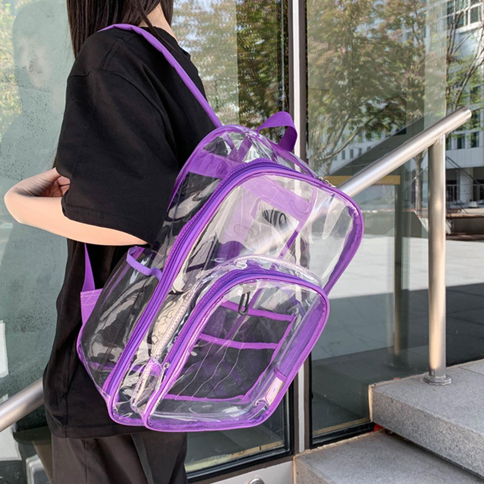 

PVC Clear Backpack School Backpacks Daybag Rucksack Handbag Tote Laptop Schoolbag Bags Set фіолетовий