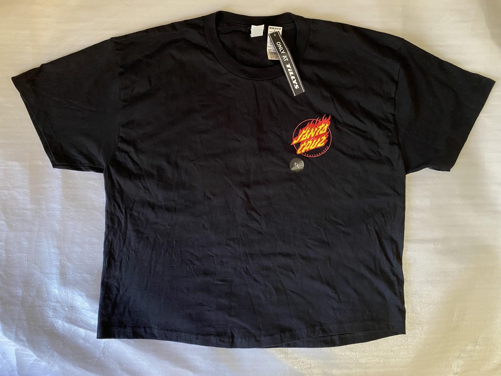 Santa Cruz Skateboards Shirt Men s XXL Black Cotton Flaming Graphic Tee Brand Ne Unisex T-Shirt L