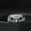 Anello Civetta Argento Occhi Regolabili Rosa