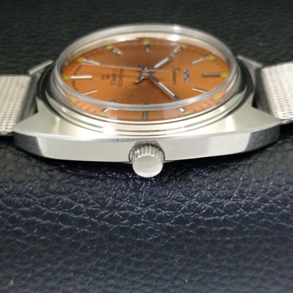 HANDAUFZUG VINTAGE HMT KOHINOOR INDISCHE HERRENUHR BRAUNES ZIFFERBLATT a441015-4