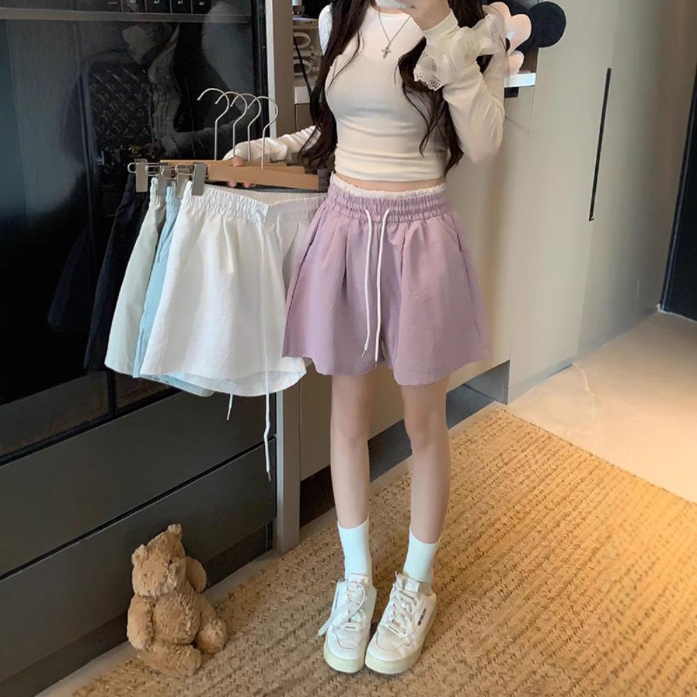 

Women s 2025 Casual Elastic Waist Drawstring Shorts 2XL (recommended 126-145 jin) брудно-білий