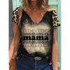 Summer V-neck 3D Mother's Day Alphabet Flower Printed Top Fashionable Casual Short Sleeved Women's T-shirts