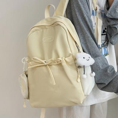 Student Schoolbag Women's Bow Backpack Color Block Large Capacity Backpack