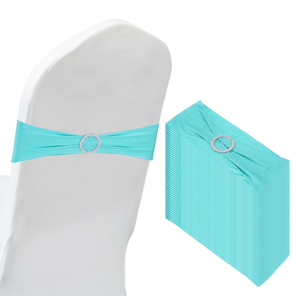 50pcs Stretch Chair Sashes Bows Elastic Chair Bands Sashes with Buckle Slider for Wedding Banquet Decorations 14"x5"