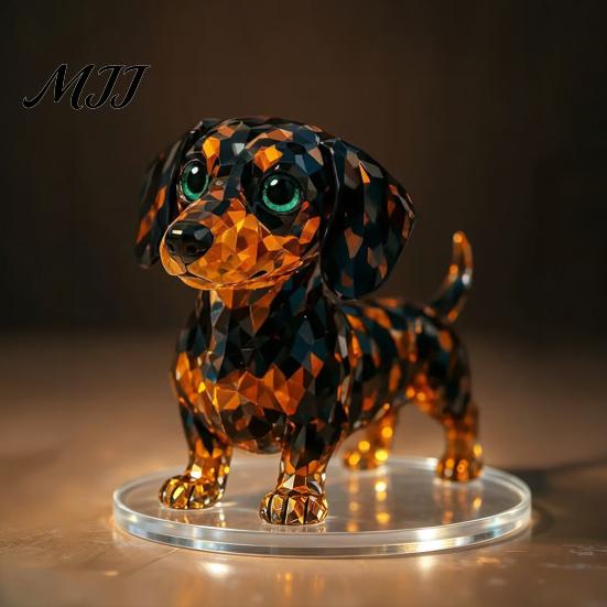 Modern Retro Interior Styling Geometric Faux Crystal Animal Sculpture, Sparkling Acrylic Cat/Owl/Eagle/Dog Statue, Exquisite Sculpture Gifts