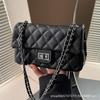 Lingge embroidery thread shoulder bag bag women's 2025 new silver small square bag ins texture niche PU chain underarm bag