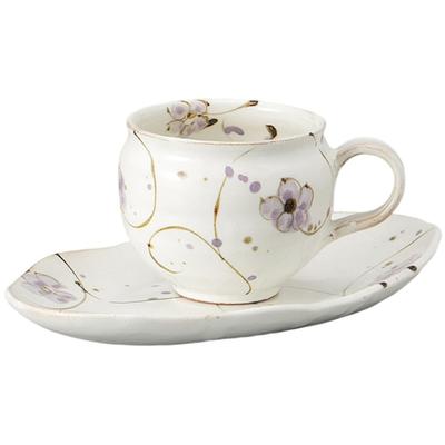Ale-net Coffee Cup, 11 X 8.5 X 7 Cm, 220cc, Kohiki Small Flower Coffee Cup and Saucer, Ceramic, Microwave Safe, Mino Ware, Made In Japan