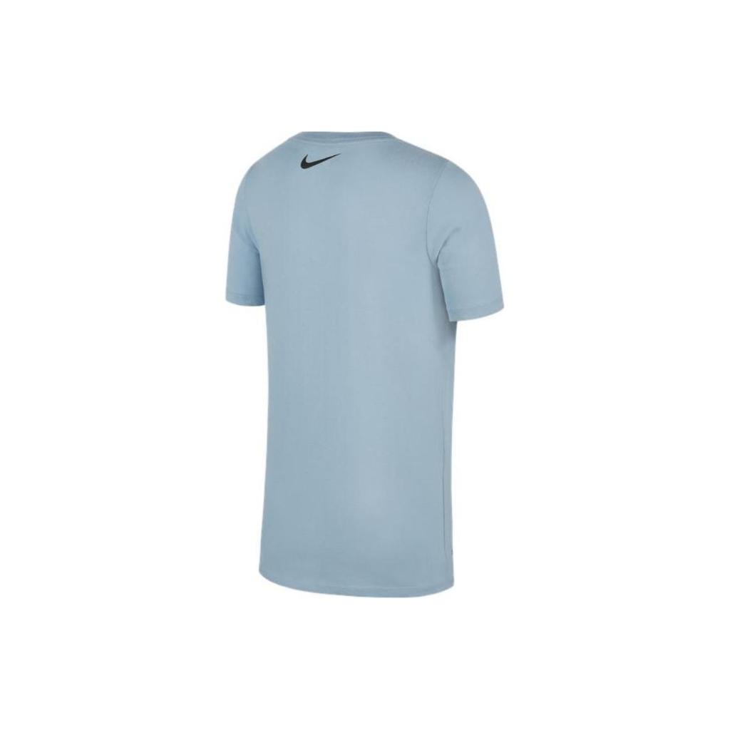 Nike Dri-Fit Bedrucktes Trainings-T-Shirt mit Rundhalsausschnitt und kurzen Ärmeln für Kinder, Oberteile, Blau DV3190-425