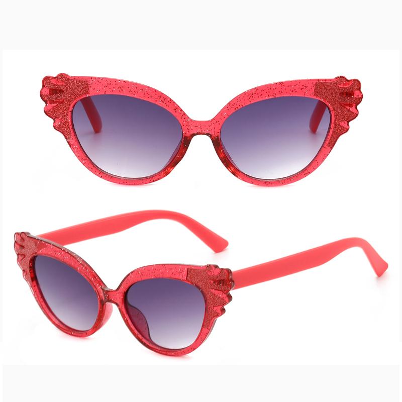 Kids Cute Glitter Cat Eye Sunglasses Lovely Wing Decor Frame Anti-UV Gradient Lens Colorful Fashion Eyewear for Boys and Girls Party Beach Outdoor