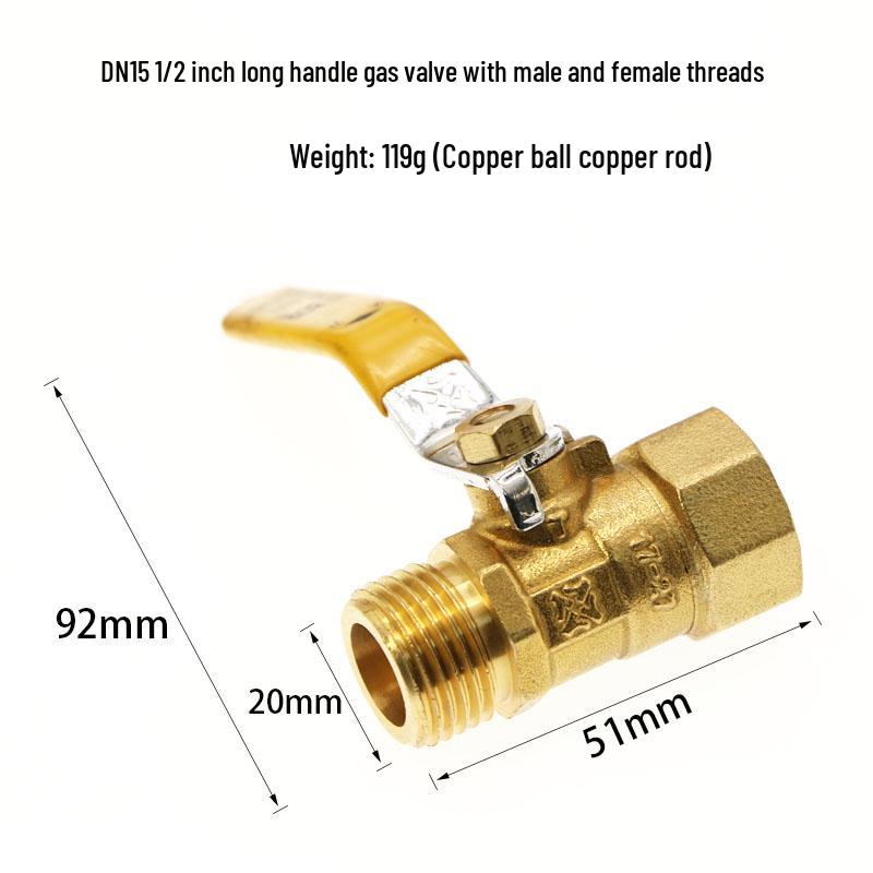 Thickened Brass 4-Point Ball Valve for Natural Gas with Male/Female & Three-Way Tee Valve.