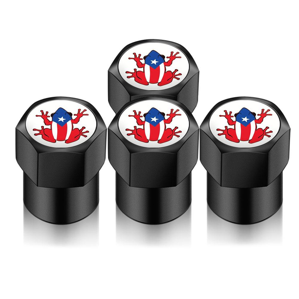 Puerto Rico Coqui Frog Decal Flag Design Car Wheel Tire Air Valve Caps Stem Car Stickers For Cars Motor Auto Universal Accessories Gift for Men Woman