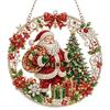 Holiday Window Hanging Decor Christmas Faux Pearl Painting Suncatcher Kit, 3D Nativity/Santa Claus/Bird/Tree Creative Handcrafts Beads Art Craft,