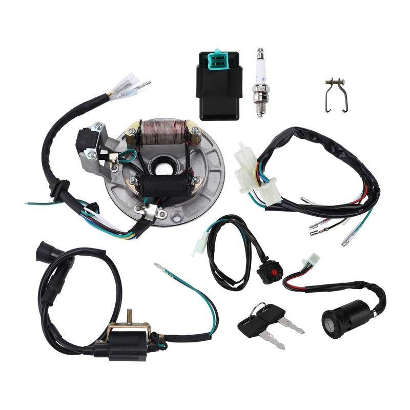 Ignition Coil CDI Spark Plug Wire Harness Magneto Stator Kit for 50cc ‑140cc Kick Start Dirt Pit Bike ATV