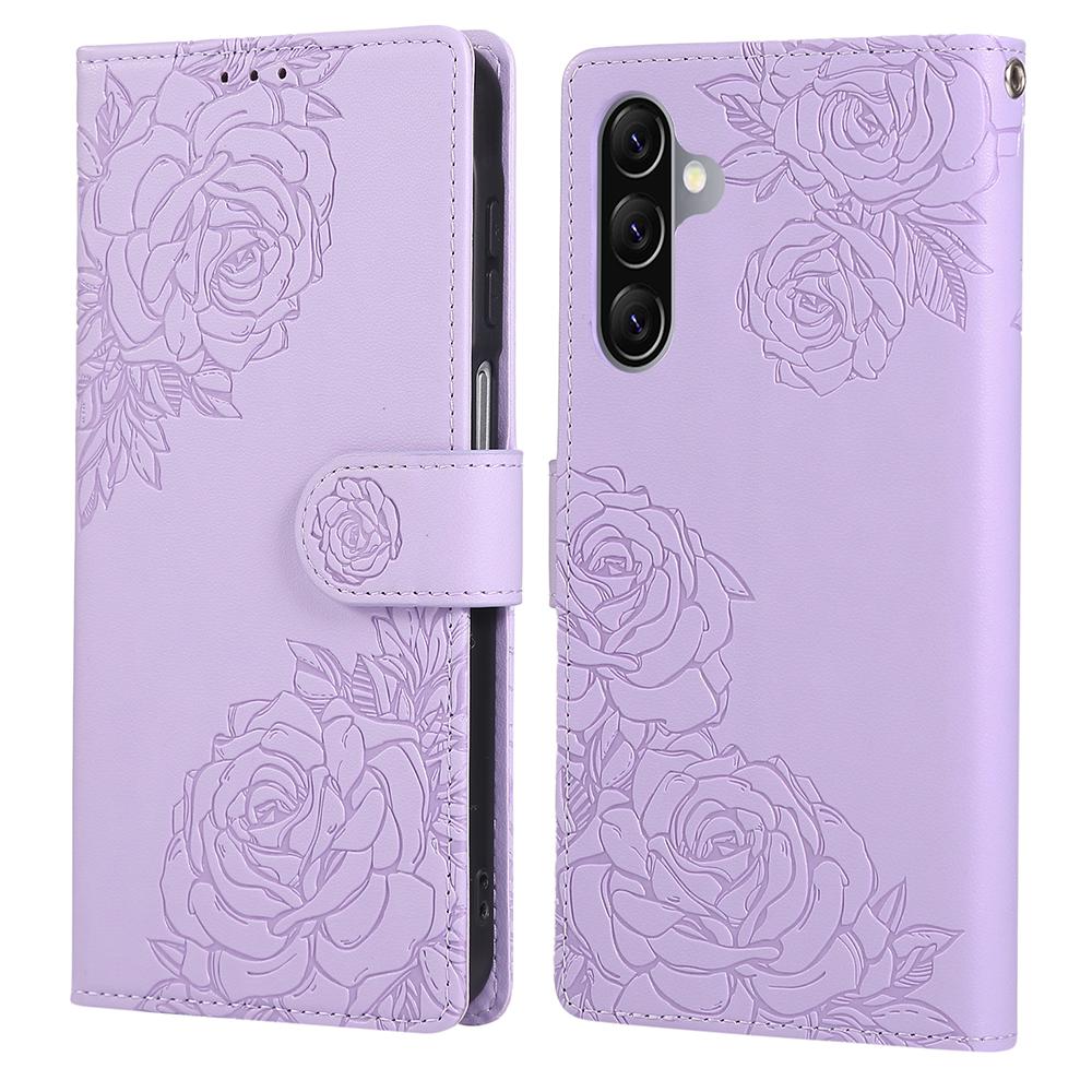 For Samsung Galaxy A17 5G/A26 5G Case Rose Flower PU Leather Wallet Phone Cover with 3 Card Slots/Wrist Strap