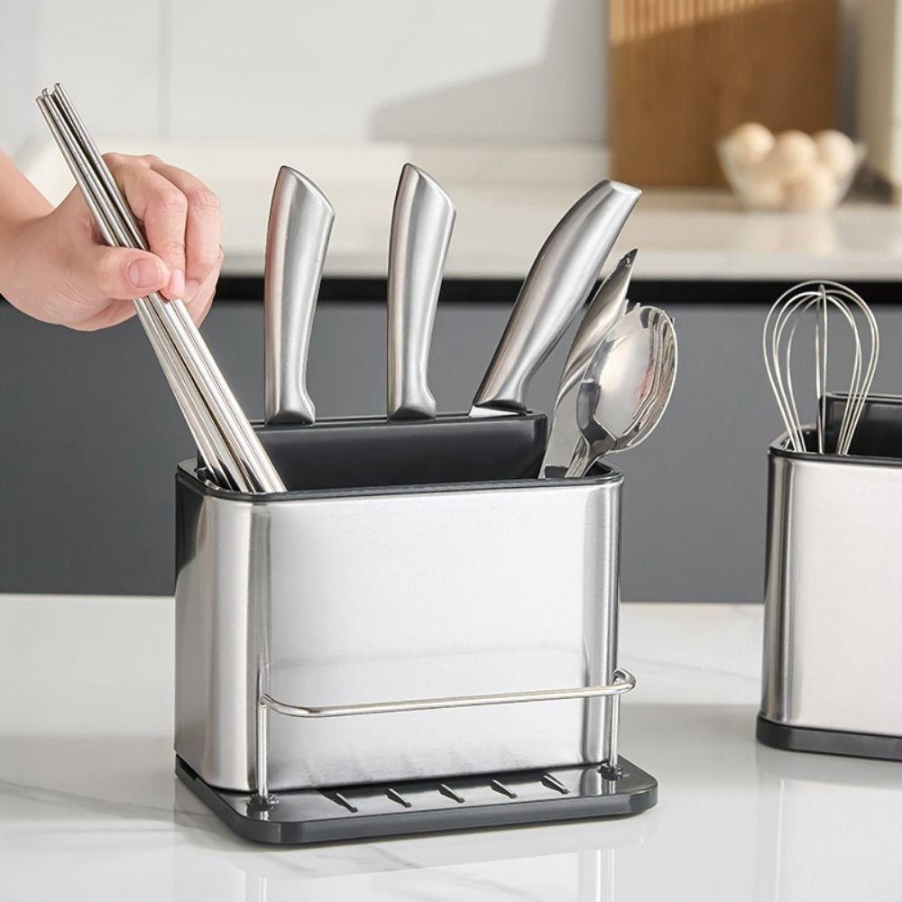 Large Capacity Cutlery Storage Box Stainless Steel Chopsticks Storage Basket  for Kitchen