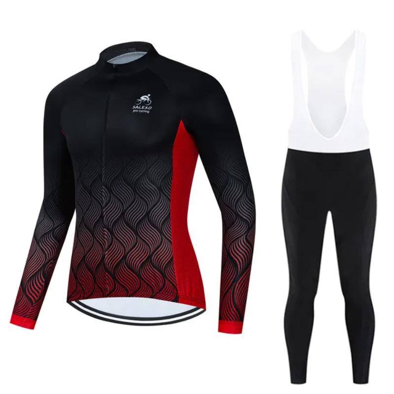 2026 Autumn Velvet Thin Cycling Suit Cycling Suit Bicycle Spring and Women's Long-sleeved Suit Quick-drying Breathable Sunscreen Overalls Trousers