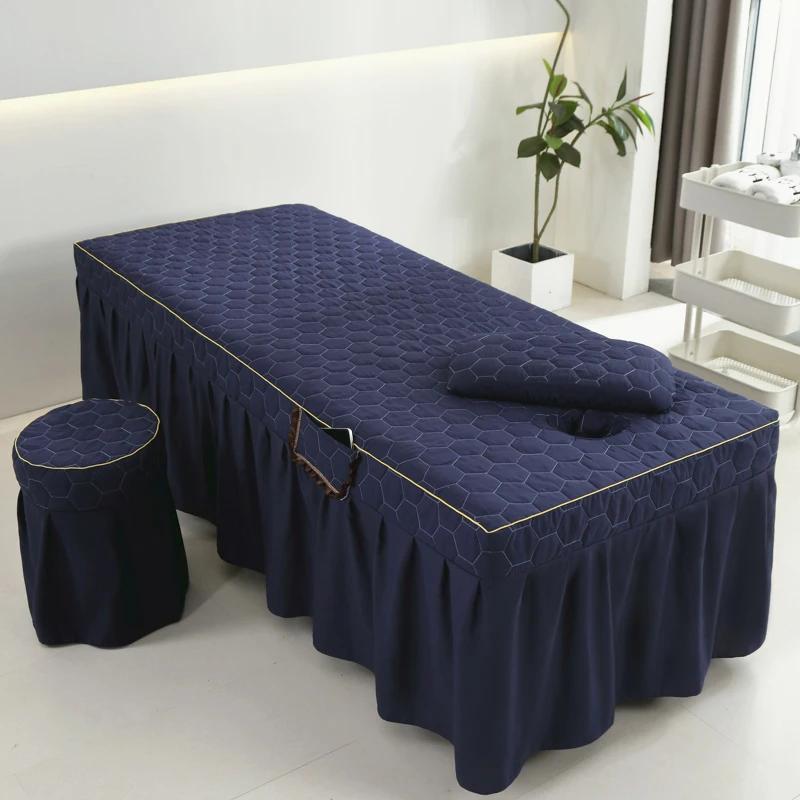 Thick Bed Skirt Beauty Salon Massage Table Bed Cover High-grade Skin-Friendly Bed Sheet SPA Therapy Bedspread with Hole