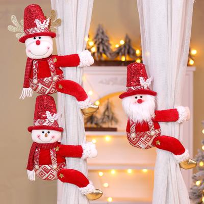 Christmas Curtain Buckle Decoration, Christmas Creative Curtain, Elderly Person, Snowman, Cartoon Doll Buckle