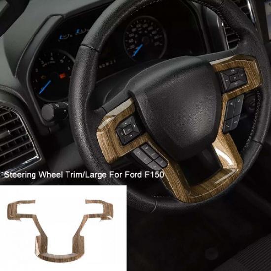 Wood Grain Car Steering Wheel Moulding Panel Cover Trim For Ford F-150 2015-