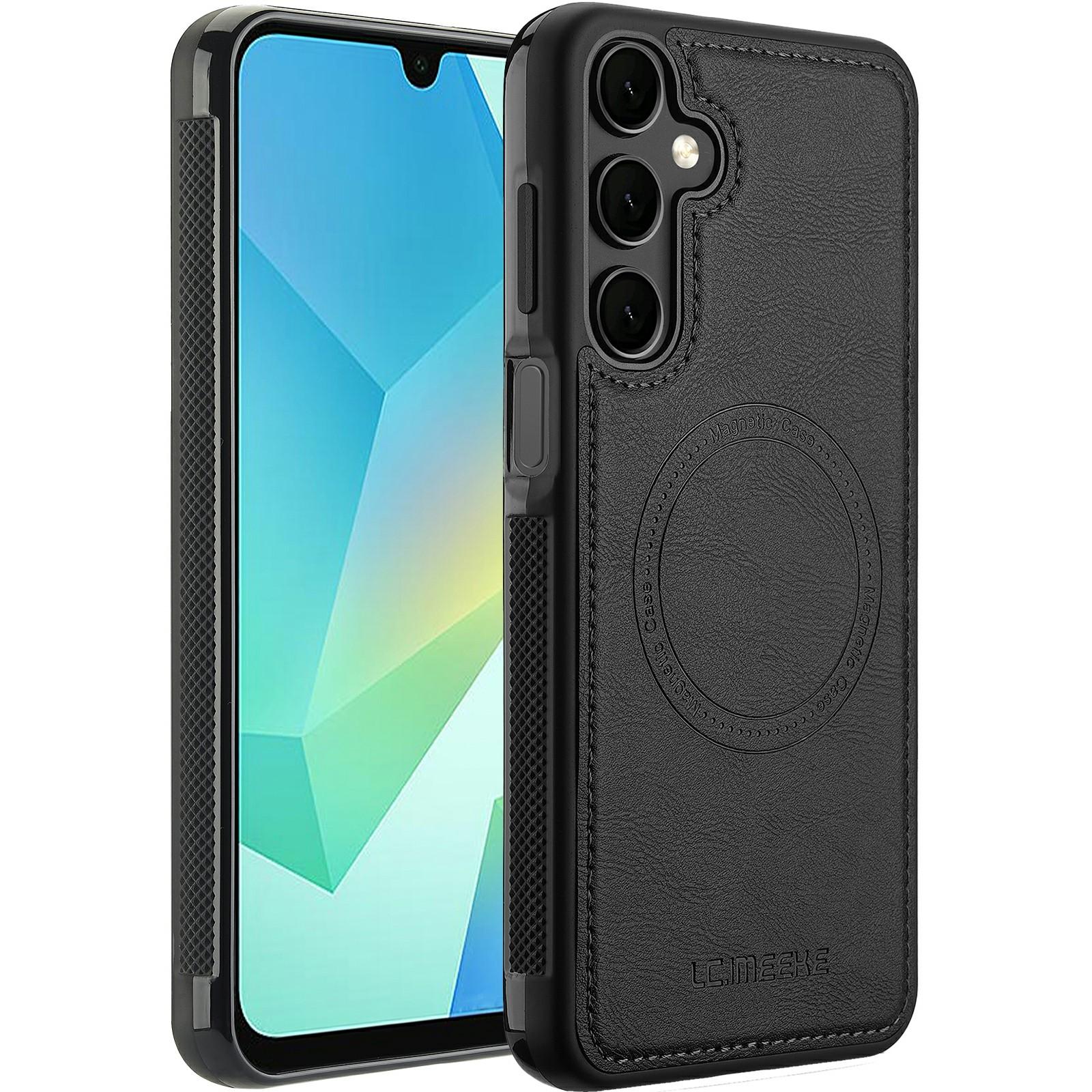 

LC.IMEEKE Для Samsung Galaxy A55 5G Магнитный чехол Совместим с MagSafe Кожа+ТПУ Задняя крышка Black