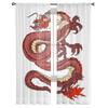 Hand Drawn Red Dragon Sheer Window Curtains For Living Room Bedroom Modern Voile Tulle Curtains Fabric Drapes For Kitchen