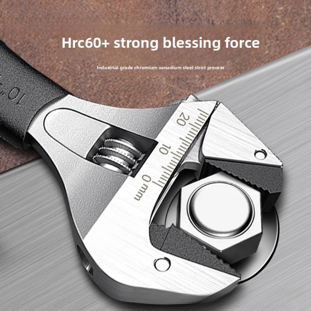 8Inch Durable Adjustable Ratcheting Wrench Self Tightening Universal Bathroom Wrench with Non-Slip Handle Wrench Tool