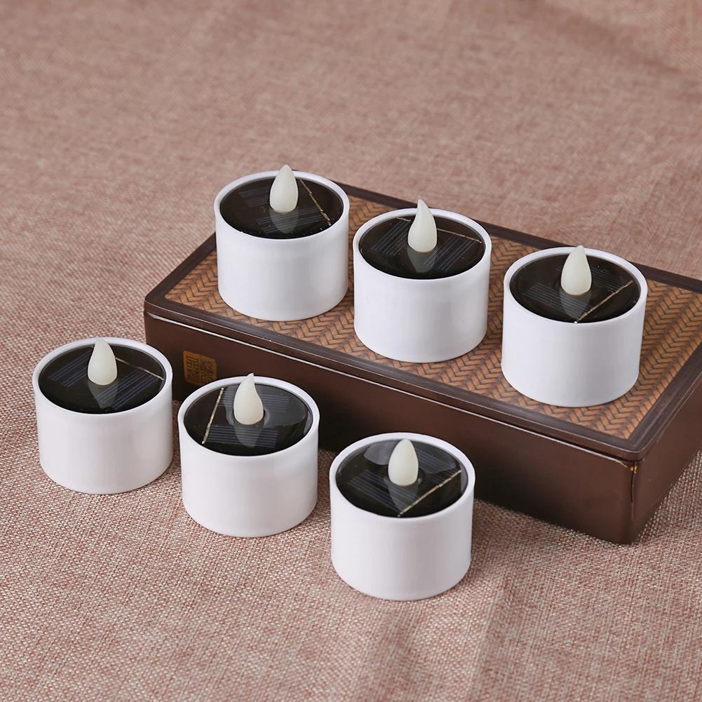 8pcs Solar Tea Light Led Candles Flameless Outdoor Waterproof Solar Tea Lights Rechargeable Candles for Party Garden Home Decor