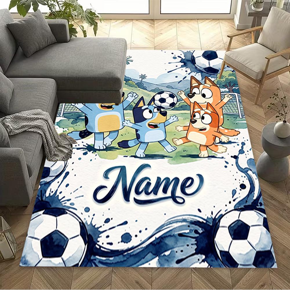 Bluey's Adventure World Customize Text Carpet Perfect for Hallway Balcony Study room Playrooms Anti-slip Rug Office home decor
