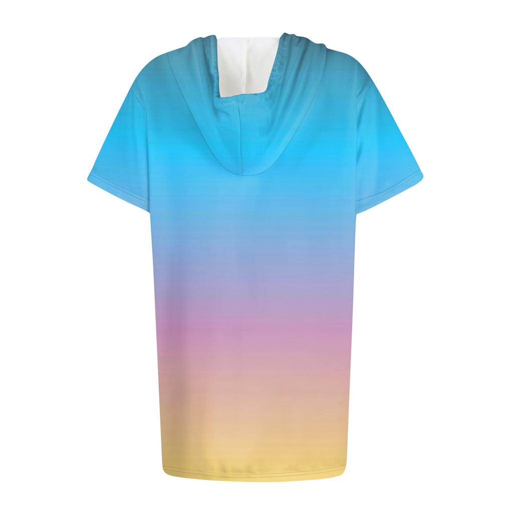 Women's  Hoodies Casual Short Sleeve Shirts Fashion Print Tunic Tops With Pockets