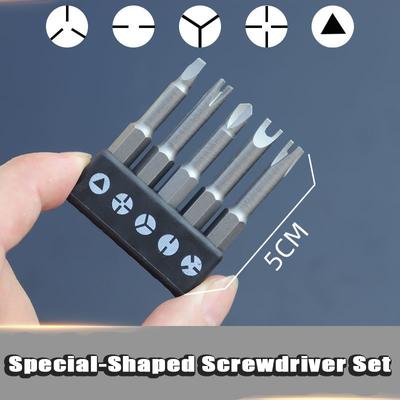 5Pcs Special-shaped Screwdriver Set With Wrench Handle U-shaped Triangle Inner Cross Three Points Y-Type Screwdriver Bits Tools Parts